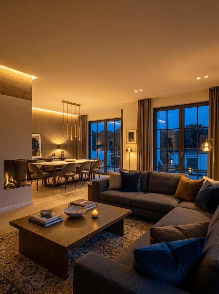 Bedroom with panoramic windows and ocean view