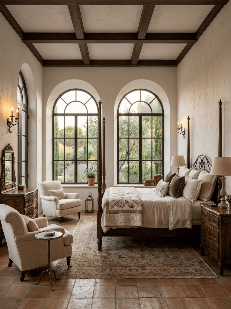 Bedroom with panoramic windows and ocean view