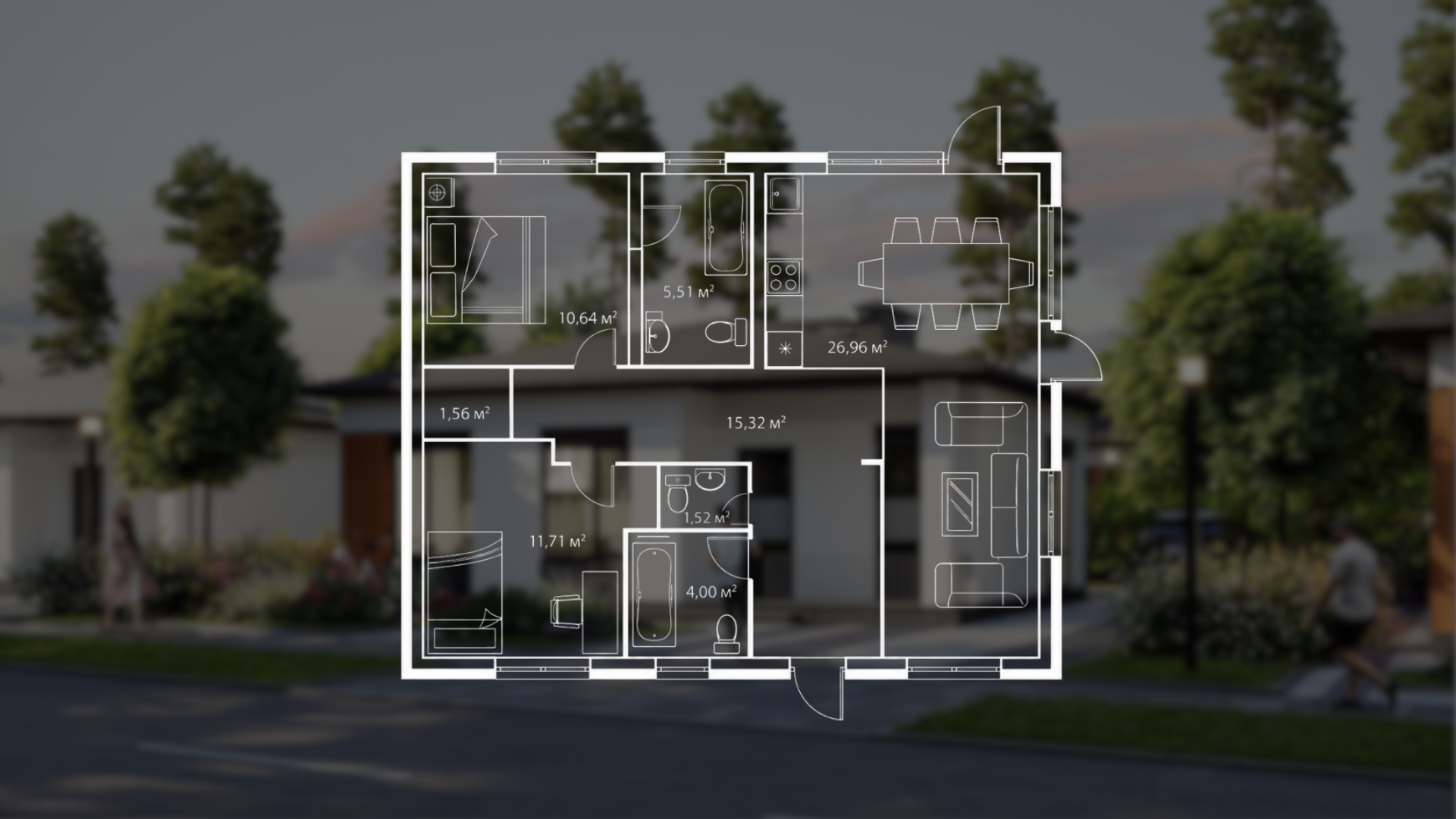 Планировка Коттедж 77,22 м²